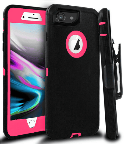 iPhone 6/6S Case(Belt Clip fit Otterbox Defender) Heavy Duty Protective Shockproof cover and touch screen protector with Belt Clip [Compatible for Apple iphone 6/6S] 4.7 inch(BLACK & PINK) - Place Wireless
