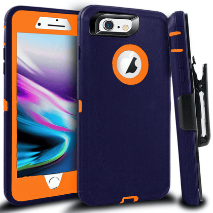 iPhone 6 Plus/6S Plus Case(Belt Clip fit Otterbox Defender) Heavy Duty Protective Shockproof cover and touch screen protector with Belt Clip [Compatible for Apple iphone 6 plus/6S PLUS] 5.5 inch (BLUE NAVY & ORANGE) - Place Wireless