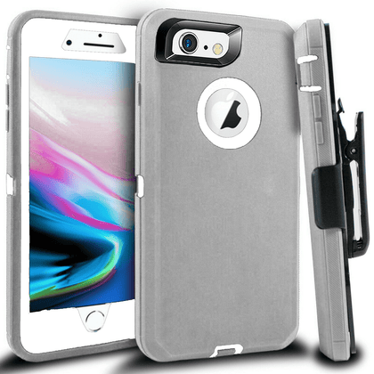 iPhone 6 Plus/6S Plus Case(Belt Clip fit Otterbox Defender) Heavy Duty Protective Shockproof cover and touch screen protector with Belt Clip [Compatible for Apple iphone 6 plus/6S PLUS] 5.5 inch (GRAY &  WHITE) - Place Wireless