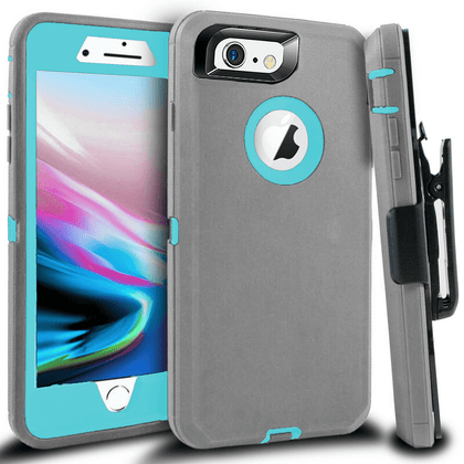 iPhone 6 Plus/6S Plus Case(Belt Clip fit Otterbox Defender) Heavy Duty Protective Shockproof cover and touch screen protector with Belt Clip [Compatible for Apple iphone 6 plus/6S PLUS] 5.5 inch (GRAY &  TEAL) - Place Wireless