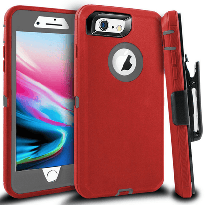 iPhone 6 Plus/6S Plus Case(Belt Clip fit Otterbox Defender) Heavy Duty Protective Shockproof cover and touch screen protector with Belt Clip [Compatible for Apple iphone 6 plus/6S PLUS] 5.5 inch (RED & GRAY) - Place Wireless