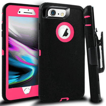 iPhone 6 Plus/6S Plus Case(Belt Clip fit Otterbox Defender) Heavy Duty Protective Shockproof cover and touch screen protector with Belt Clip [Compatible for Apple iphone 6 plus/6S PLUS] 5.5 inch (BLACK & PINK) - Place Wireless