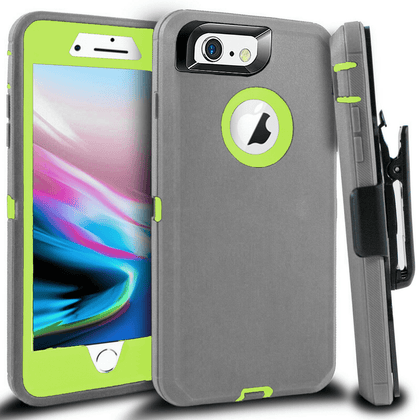 iPhone 6 Plus/6S Plus Case(Belt Clip fit Otterbox Defender) Heavy Duty Protective Shockproof cover and touch screen protector with Belt Clip [Compatible for Apple iphone 6 plus/6S PLUS] 5.5 inch (GRAY &  GREEN) - Place Wireless