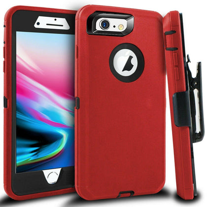 iPhone 6 Plus/6S Plus Case(Belt Clip fit Otterbox Defender) Heavy Duty Protective Shockproof cover and touch screen protector with Belt Clip [Compatible for Apple iphone 6 plus/6S PLUS] 5.5 inch (RED & BLACK) - Place Wireless