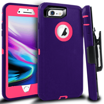 iPhone 6 Plus/6S Plus Case(Belt Clip fit Otterbox Defender) Heavy Duty Protective Shockproof cover and touch screen protector with Belt Clip [Compatible for Apple iphone 6 plus/6S PLUS] 5.5 inch (PURPLE & PINK) - Place Wireless
