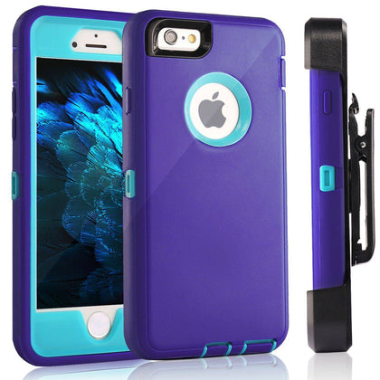 iPhone 7/8 Case(Belt Clip fit Otterbox Defender) Heavy Duty Protective Shockproof cover and touch screen protector with Belt Clip [Compatible for Apple iphone 7/8] 4.7 inch(PURPLE & TEAL) - Place Wireless