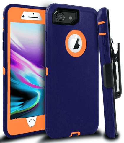 iPhone 7/8 Case(Belt Clip fit Otterbox Defender) Heavy Duty Protective Shockproof cover and touch screen protector with Belt Clip [Compatible for Apple iphone 7/8] 4.7 inch(BLUE & ORANGE) - Place Wireless