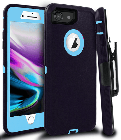 iPhone 7/8 Case(Belt Clip fit Otterbox Defender) Heavy Duty Protective Shockproof cover and touch screen protector with Belt Clip [Compatible for Apple iphone 7/8] 4.7 inch(BLACK & TEAL) - Place Wireless