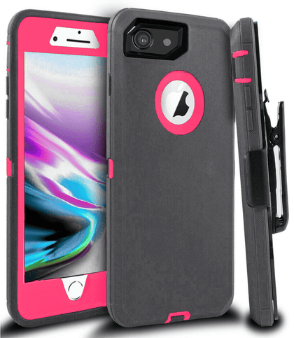 iPhone 7/8 Case(Belt Clip fit Otterbox Defender) Heavy Duty Protective Shockproof cover and touch screen protector with Belt Clip [Compatible for Apple iphone 7/8] 4.7 inch(GRAY & PINK) - Place Wireless
