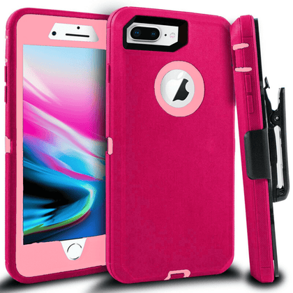 iPhone 7 Plus/8 Plus Case(Belt Clip fit Otterbox Defender) Heavy Duty Protective Shockproof cover and touch screen protector with Belt Clip [Compatible for Apple iphone 7 plus/8 PLUS] 5.5 inch(PINK & PINK) - Place Wireless