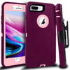 iPhone 7 Plus/8 Plus Case(Belt Clip fit Otterbox Defender) Heavy Duty Protective Shockproof cover and touch screen protector with Belt Clip [Compatible for Apple iphone 7 plus/8 PLUS] 5.5 inch(BURGUNDY & PINK)