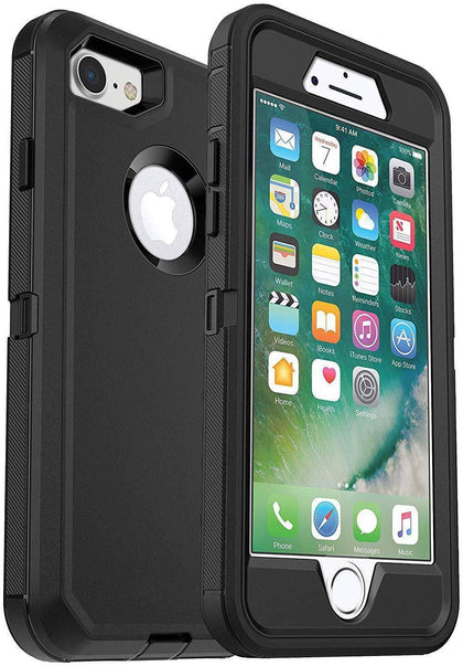 iPhone 8/7 Case(Belt Clip fit Otterbox Defender) Heavr and touchy Duty Protective Shockproof cove screen protector with Belt Clip [Compatible for Apple iphone 8/7] 4.7 inch(BLACK & BLACK) - Place Wireless