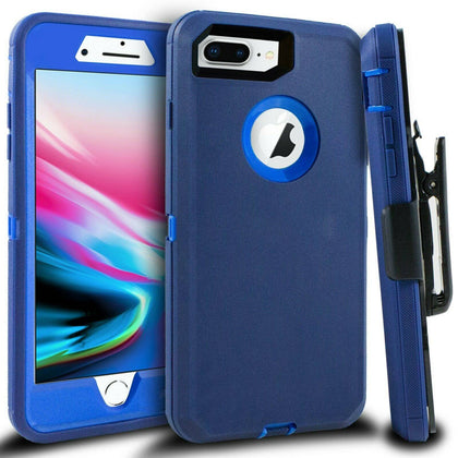 iPhone 8 Plus/7 Plus Case(Belt Clip fit Otterbox Defender) Heavy Duty Protective Shockproof cover and touch screen protector with Belt Clip [Compatible for Apple iphone 8 plus/7 Plus] 5.5 inch (BLUE & BLUE) - Place Wireless