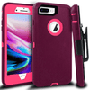 iPhone 8 Plus/7 Plus Case(Belt Clip fit Otterbox Defender) Heavy Duty Protective Shockproof cover and touch screen protector with Belt Clip [Compatible for Apple iphone 8 plus/7 Plus] 5.5 inch (BURGUNDY & HOT PINK)