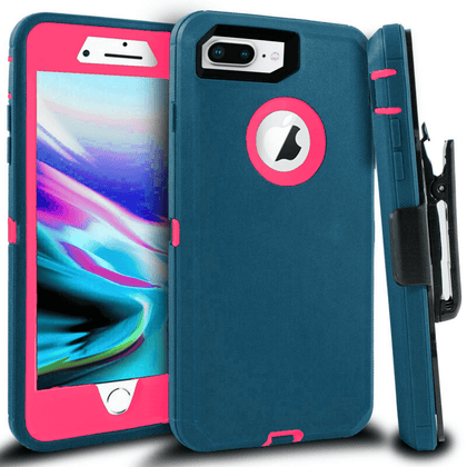 iPhone 8 Plus/7 Plus Case(Belt Clip fit Otterbox Defender) Heavy Duty Protective Shockproof cover and touch screen protector with Belt Clip [Compatible for Apple iphone 8 plus/7 Plus] 5.5 inch (PETAL PUSHER PALE & PINK) - Place Wireless