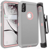 iPhone X/XS Case (Belt Clip fit Otterbox Defender) Heavy Duty Rugged Multi Layer Hybrid Protective Shockproof Cover with Belt Clip [Compatible for Apple iphone X/XS] 5.8 inch (GRAY & PINK)