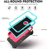 iPhone X/XS Case (Belt Clip fit Otterbox Defender) Heavy Duty Rugged Multi Layer Hybrid Protective Shockproof Cover with Belt Clip [Compatible for Apple iphone X/XS] 5.8 inch (PINK & TEAL)