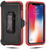 iPhone X/XS Case (Belt Clip fit Otterbox Defender) Heavy Duty Rugged Multi Layer Hybrid Protective Shockproof Cover with Belt Clip [Compatible for Apple iphone X/XS] 5.8 inch (RED & BLACK)