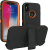 iPhone X/XS Case (Belt Clip fit Otterbox Defender) Heavy Duty Rugged Multi Layer Hybrid Protective Shockproof Cover with Belt Clip [Compatible for Apple iphone X/XS] 5.8 inch (BLACK & ORANGE)