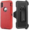 iPhone X/XS Case (Belt Clip fit Otterbox Defender) Heavy Duty Rugged Multi Layer Hybrid Protective Shockproof Cover with Belt Clip [Compatible for Apple iphone X/XS] 5.8 inch (RED & BLACK)