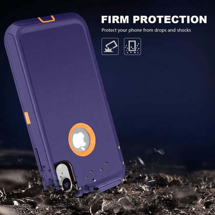 iPhone X/XS Case (Belt Clip fit Otterbox Defender) Heavy Duty Rugged Multi Layer Hybrid Protective Shockproof Cover with Belt Clip [Compatible for Apple iphone X/XS] 5.8 inch (BLUE & ORANGE) - Place Wireless