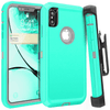 iPhone X/XS Case (Belt Clip fit Otterbox Defender) Heavy Duty Rugged Multi Layer Hybrid Protective Shockproof Cover with Belt Clip [Compatible for Apple iphone X/XS] 5.8 inch (AQUA MINT & GRAY)