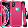 iPhone X/XS Case (Belt Clip fit Otterbox Defender) Heavy Duty Rugged Multi Layer Hybrid Protective Shockproof Cover with Belt Clip [Compatible for Apple iphone X/XS] 5.8 inch (PINK & TEAL)