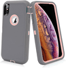 iPhone X/XS Case (Belt Clip fit Otterbox Defender) Heavy Duty Rugged Multi Layer Hybrid Protective Shockproof Cover with Belt Clip [Compatible for Apple iphone X/XS] 5.8 inch (GRAY & PINK)