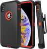 iPhone X/XS Case (Belt Clip fit Otterbox Defender) Heavy Duty Rugged Multi Layer Hybrid Protective Shockproof Cover with Belt Clip [Compatible for Apple iphone X/XS] 5.8 inch (BLACK & ORANGE)