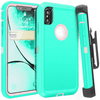 iPhone X/XS Case (Belt Clip fit Otterbox Defender) Heavy Duty Rugged Multi Layer Hybrid Protective Shockproof Cover with Belt Clip [Compatible for Apple iphone X/XS] 5.8 inch (AQUA MINT & PINK)