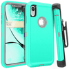 iPhone XR Case  (Belt Clip fit Otterbox Defender) Heavy Duty Rugged Multi Layer Hybrid Protective Shockproof Cover with Belt Clip [Compatible for Apple iphone XR] 6.1 inch (AQUA MINT & Gray)