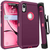 iPhone XR Case  (Belt Clip fit Otterbox Defender) Heavy Duty Rugged Multi Layer Hybrid Protective Shockproof Cover with Belt Clip [Compatible for Apple iphone XR] 6.1 inch  (Burgundy & Hot Pink)