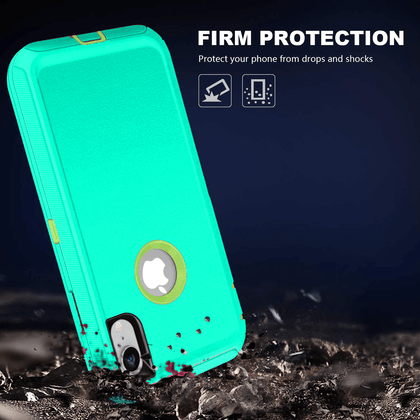 iPhone XR Case  (Belt Clip fit Otterbox Defender) Heavy Duty Rugged Multi Layer Hybrid Protective Shockproof Cover with Belt Clip [Compatible for Apple iphone XR] 6.1 inch (AQUA MINT & GREEN) - Place Wireless