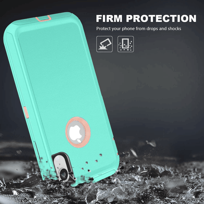 iPhone XR Case  (Belt Clip fit Otterbox Defender) Heavy Duty Rugged Multi Layer Hybrid Protective Shockproof Cover with Belt Clip [Compatible for Apple iphone XR] 6.1 inch (AQUA MINT & Pink) - Place Wireless