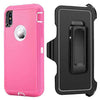 iPhone XR Case  (Belt Clip fit Otterbox Defender) Heavy Duty Rugged Multi Layer Hybrid Protective Shockproof Coverh Belt Clip [Compatible for Apple iphone XR] 6.1 inch (PINK & WHITE)