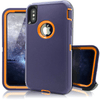 iPhone XR Case  (Belt Clip fit Otterbox Defender) Heavy Duty Rugged Multi Layer Hybrid Protective Shockproof Coverh Belt Clip [Compatible for Apple iphone XR] 6.1 inch (PURPLE & ORANGE)