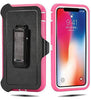 iPhone XR Case  (Belt Clip fit Otterbox Defender) Heavy Duty Rugged Multi Layer Hybrid Protective Shockproof Coverh Belt Clip [Compatible for Apple iphone XR] 6.1 inch (PINK & WHITE)