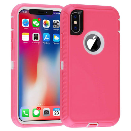 iPhone XR Case  (Belt Clip fit Otterbox Defender) Heavy Duty Rugged Multi Layer Hybrid Protective Shockproof Coverh Belt Clip [Compatible for Apple iphone XR] 6.1 inch (PINK & WHITE) - Place Wireless