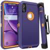 iPhone Xs Max Case (Belt Clip fit Otterbox Defender) Heavy Duty Rugged Multi Layer Hybrid Protective Shockproof Cover with Belt Clip [Compatible for Apple iphone Xs Max] 6.5 inch (BLUE & ORANGE)