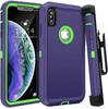 iPhone Xs Max Case (Belt Clip fit Otterbox Defender) Heavy Duty Rugged Multi Layer Hybrid Protective Shockproof Cover with Belt Clip [Compatible for Apple iphone Xs Max] 6.5 inch (BLUE & GREEN)