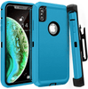 iPhone Xs Max Case (Belt Clip fit Otterbox Defender) Heavy Duty Rugged Multi Layer Hybrid Protective Shockproof Cover with Belt Clip [Compatible for Apple iphone Xs Max] 6.5 inch (TEAL & BLACK)