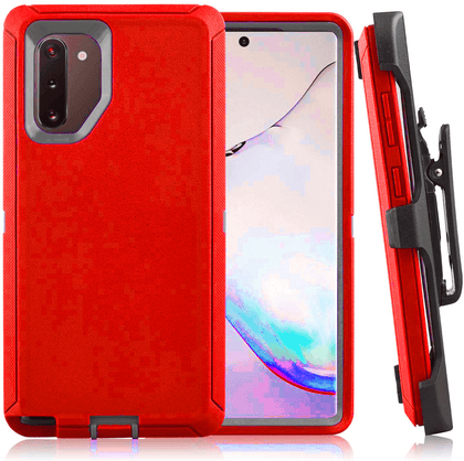 SAMSUNG GALAXY NOTE 10+ Case (Belt Clip fit Otterbox Defender) Heavy Duty Rugged Multi Layer Hybrid Protective Shockproof Cover with Belt Clip [Compatible for SAMSUNG GALAXY NOTE 10+] 6.8 inch (RED & GRAY) - Place Wireless