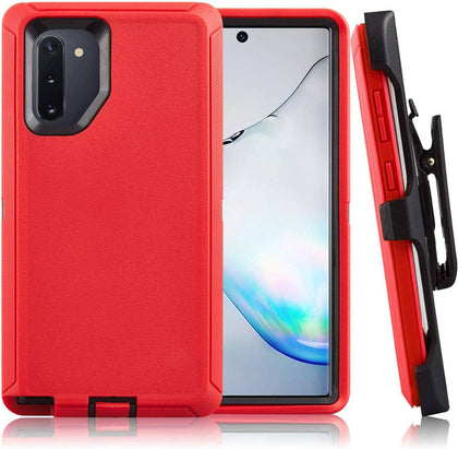 SAMSUNG GALAXY NOTE 10+ Case (Belt Clip fit Otterbox Defender) Heavy Duty Rugged Multi Layer Hybrid Protective Shockproof Cover with Belt Clip [Compatible for SAMSUNG GALAXY NOTE 10+] 6.8 inch (RED & BLACK) - Place Wireless