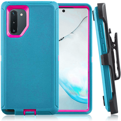 SAMSUNG GALAXY NOTE 10 Case (Belt Clip fit Otterbox Defender) Heavy Duty Rugged Multi Layer Hybrid Protective Shockproof Cover with Belt Clip [Compatible for SAMSUNG GALAXY NOTE 10] 6.3 inch (PETAL PUSHER PALE & PINK) - Place Wireless