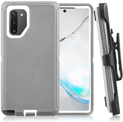 SAMSUNG GALAXY NOTE 10+ Case (Belt Clip fit Otterbox Defender) Heavy Duty Rugged Multi Layer Hybrid Protective Shockproof Cover with Belt Clip [Compatible for SAMSUNG GALAXY NOTE 10+] 6.8 inch (GRAY & WHITE) - Place Wireless