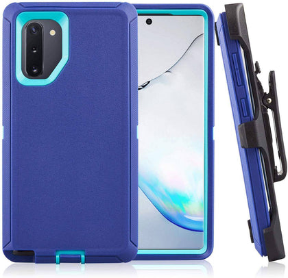 SAMSUNG GALAXY NOTE 10 Case (Belt Clip fit Otterbox Defender) Heavy Duty Rugged Multi Layer Hybrid Protective Shockproof Cover with Belt Clip [Compatible for SAMSUNG GALAXY NOTE 10] 6.3 inch (PURPLE & TEAL) - Place Wireless