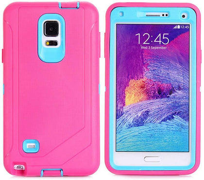 SAMSUNG GALAXY NOTE 4 CASE(Belt Clip fit Otterbox Defender) Heavy Duty Protective Shockproof cover and touch screen protector with Belt Clip [Compatible for SAMSUNG GALAXY NOTE 4] 5.7 inch (PINK & TEAL) - Place Wireless