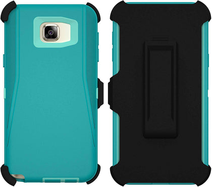 SAMSUNG GALAXY NOTE 5 CASE(Belt Clip fit Otterbox Defender) Heavy Duty Protective Shockproof cover and touch screen protector with Belt Clip [Compatible for SAMSUNG GALAXY NOTE 5] 5.7 inch(TEAL) - Place Wireless