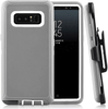 SAMSUNG GALAXY NOTE 8 Case (Belt Clip fit Otterbox Defender) Heavy Duty Rugged Multi Layer Hybrid Protective Shockproof Cover with Belt Clip [Compatible for SAMSUNG GALAXY NOTE 8] 6.3 inch (GRAY & WHITE)