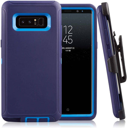 SAMSUNG GALAXY NOTE 8 Case (Belt Clip fit Otterbox Defender) Heavy Duty Rugged Multi Layer Hybrid Protective Shockproof Cover with Belt Clip [Compatible for SAMSUNG GALAXY NOTE 8] 6.3 inch (BLUE & BLUE) - Place Wireless